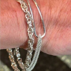 Licol Bracelet Italy .925 Silver Mixed Tubular + Chain Style Adjustable